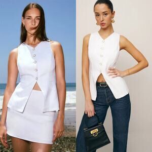 Reformation Aspen Linen Top White